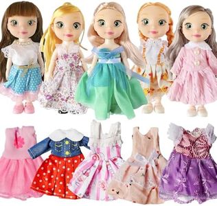 Huang Cheng Toys 6.3" Mini Girl Alive Lovely Baby Dolls, includ Handmade Baby Doll Clothes, 5 Sets 6.3" Mini Girl Dolls, 5 Pairs of Shoes