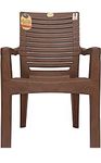 ANMOL Plastic Moulded Fortuner High Back Chair - Sturdy, Heavy-Duty Design for Home, Garden, Office, Outdoor (Brown, Set of 1)