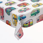 DPLin Vinyl Camping Tablecloth 100% Waterproof Reusable Picnic Table Cover Camper Tablecloth Outdoor Picnic Blanket (Retro Vinyl, 54" X108")