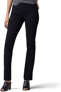 Lee Women's Flex Motion Regular Fit Straight Leg Jean, Black, 14