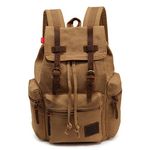 YuHan Canvas Backpack Unisex Vintage Casual Rucksack Laptop Daypacks MacBook Bag Schoolbag Student Bookbag Satchel Hiking Camping Bag Khaki