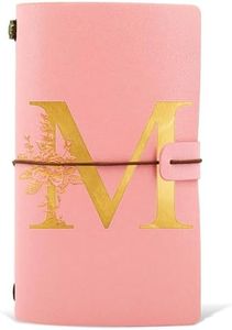Diario in Pelle PU iniziale, Taccuino Diario di Viaggio, Rosa Quaderno Scrittura Appunti Agenda, Compleanno Natale Regalo per Donna Ragazze Amica Studenti Sorella Maestre Rosa Gold(M)
