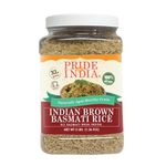 Pride Of India - Extra Long Indian Brown Basmati Rice - 3.3 lbs (53 oz) Jar - Naturally Aromatic, Healthy & Nutritious Diet - Low Glycemic Index - Great for Salads, Pilaf & Desserts.