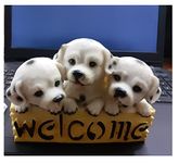 AFTERSTITCH Welcome Dog Showpiece Statue for Door Entrance Decoration House Warming Gifts for New Home Latest Kitchen Living Room Decor Items Stylish(Resin, White)