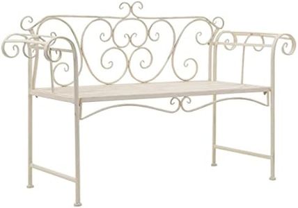 'vidaXL Elegant Vintage-Style Metal Garden Bench in Antique White