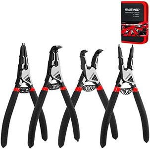 HAUTMEC 4PCS High Leverage Snap Ring Pliers Set,7 inches Internal/External Heavy Duty Circlip Pliers HT0280