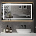 BUNGALOW MERCER Glass Modern & Contemporary Led Lighted Anti-Fog Vanity Mirror With 3 Colors Dimmable Light,Radar Backlit Sensor,Decorative Mirror,(24 X 40 Inch,Wall Mount,Framed,Rectangular)