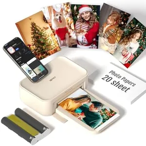 4x6 Photo Printer, CP4100 Photo Printer for iPhone & Android with 20 Sheets & 1 Cartridges, Instant Portable Photo Printers, Wi-Fi Wireless Picture Printer, Dye Sublimation, Beige
