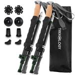 TREKOLOGY Trekking Poles – Collapsible Hiking Poles with Cork Handle - Ultralight Folding Walking Poles for Women & Men, Lightweight Aluminum Hiking Sticks & Walking Sticks (Black with Green)