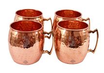 INDIAN ART VILLA IndianArtVilla Hammered Copper Moscow Mule Mug Cup, Best for Parties,Barware, 530 ML Each, Set of 4