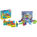 MEGA BLOKS Fisher-Price ABC Blocks Building Toy, ABC Learning Train with 60 Pieces DXH35 & BLOKS Big Building Bag building set with 60 big and colorful building blocks,