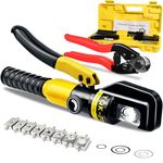 Brileine Hydraulic Crimping Tool and Cable Cutter Hydraulic Cable Lug Crimper 10 US TON 12 AWG to 00 (2/0) Electrical Terminal Cable Wire Tool Kit with 9 Die