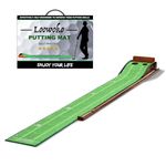 Wood Golf Putting Green Mat with Auto Ball Return System Mini Golf Game Practice Equipment and Golf Gifts for Men Home Office Backyard Indoor Outdoor Use (Indoor Golf)