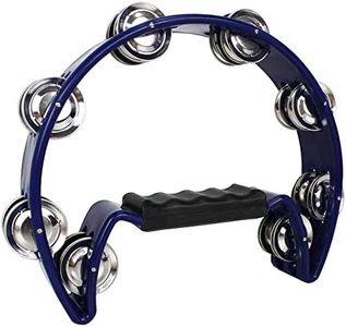 A-Star Pandereta de media luna corte de cascabel doble con mango de agarre ergonómico - cantantes, bandas, músicos, clases de música - azul