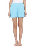 Clovia Women's Cotton Rich Boxer Shorts in Blue (LB0145P03_Blue_M)