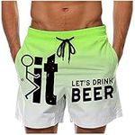 Mens Funny Novelty Let's Drink Beer Swim Trunks, Gradient Drawstring Beach Quick Dry Swimming Shorts Summer, #04, Large