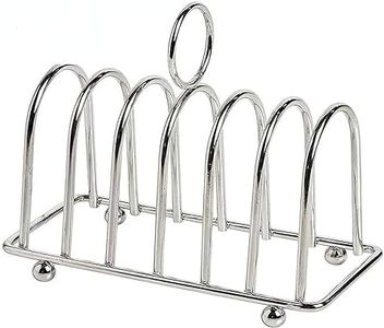 6 Slice Toast Bread Holder,Stainless Steel Bread Rack,Toast Rack English Style with Ball Feet and Loop Carry Handle for Buffet Breakfast Lunch Dinner and Toast