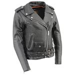 Milwaukee Leather LC2700 Ladies Black Basic Classic Motorcycle Premium Leather Jacket with side laces, Large