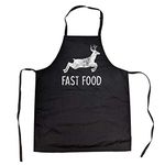 Fast Food Cookout Apron Funny Deer Hunting Buck Grilling Graphic Gift for Hunter (Black) - One Size