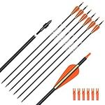 ELONG OUTDOOR 28 30 31Inch Carbon Arrow Archery Hunting Targeting Arrows with 100 Grain Removable Tips for Archery Compound & Recurve Bow & Traditional Bow Target Practice Shooting