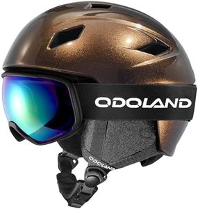 Odoland Ski Helmet and Goggles Set for Adults & Youth, Snowboard Helmet with Goggles - Shockproof Winter Sports Helmet with Protective Shell for Men, Women & Teens, Coffee Brown,M