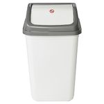 URBNLIVING 5L/20L/30L/50L Plastic Waste Management Recycling Bin Trash Can Dustbin with Swing Lid for Office, Kitchen and Bathroom (50L White/Grey)