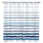 Sunlit Ombre Blue Textured Slubbed Fabric Shower Curtain, Blue and White Stripe Shower Curtains for Bathroom Decoration, Wave Striped Bathroom Curtains, 71x71 (SC001)