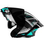 Steelbird SBA-20 Hunt ISI Certified Flip-Up Graphic Helmet for Men and Women with Inner Smoke Sun Shield (Large 600 MM, Matt Black Sea Green with Black Spoiler and Smoke Visor)