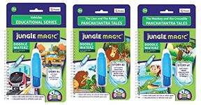 Jungle Magic Metal Doodle Waterz - Reusable I Water Colouring Book - Panchtantra Story I Monkey & Crocodile I Self-Drying With Easy To Hold Water Pen I Educational Toy For Kids