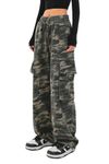 SESERAGI Cargo Pants Women Baggy Streetwear Y2K Drawstring Trousers Wide Leg Pants, Baggy Camouflage, X-Large