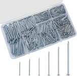 560 Pcs Assorted Nails, Masonry Nails Zinc Plated, 8 Sizes Wall Nails for Wood,Short & Long Flat Head Headless Head Iron Nails for Hanging Picture Frame Mirror Woodworking Repair DIY