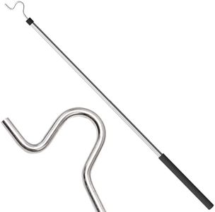 Greeily Clothes Hook Pole, High Reach Garment Hook for Hanging Clothes Light and Plants Extendable from 35" to 50" Made of Stainless Steel Tube with Sponge Handle(1)