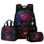 Helltaker 3PCS Angel Dust Alastor Printed Backpacks Set Laptop Bag Case Pencil Fashion Bags For Travel Work Camping, H3