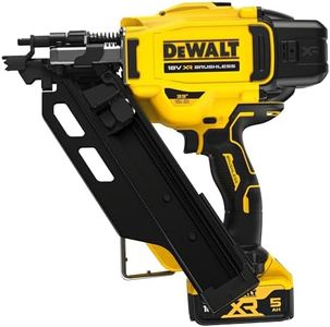 Dewalt 18 Volt Akku-Nagler (90mm) DCN930P2 (für gängige papier- und drahtgebundene D-Kopf Nägel, Magazinwinkel 30°-34°, 2x 18 Volt / 5 Ah Li-Ion Akkus und Ladegerät, Transportkoffer)