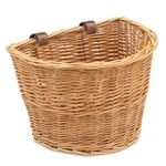 ProSource Wicker Bike Basket Front Cargo for Women and Men, Fits Most Bikes, Beach Cruiser, Stationary Bike, Ebike, Road Bike, Light Brown