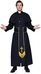 Leg Avenue Men's 2 Pc Priest Costume with Robe, Belt, Black