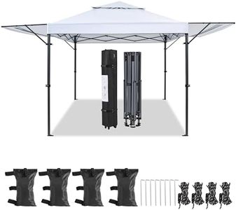 Yaheetech 3x5M Pop-up Gazebo with Double Awnings, Height Adjustable Canopy Tent, Outdoor One-handed Setup Instant Shelter with Rolling Storage Bag, 4 Sandbags & 8 Ground Stakes, White