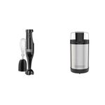 BLACK+DECKER® 2-Speed Immersion Blender, Black, HB2402BC & Black & Decker CBG110SC Easy Touch Electric Smartgrind Coffee & Spice Grinder, Black