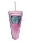 Starbucks 2021 Summer Pink and Blue Grid Kaleidoscope 24 oz Venti Tumbler