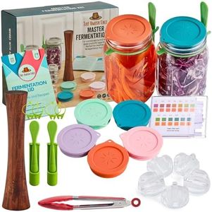 Master Fermentation Kit for Wide Mouth Mason Jar by The Amish Chef - Pickle Kit, Kimchi, Sauerkraut Making Kit - Fermentation Airlock Lids