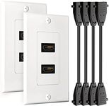 GearIT 2-Pack, 2-Port HDMI Wall Plate Outlet, Single Gang for Wall Outlet, Wall Plate, HDMI Jack, HDMI Insert, Faceplate, Wall Mount Plate in White, 2-Pk