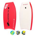 Osprey 33” BodyBoard with Adjustable Wrist Leash for Kids and Adults, Lightweight Bodyboard with XPE Deck, Crescent Tail and EPS Core, Multiple Colours and Design, Yellow, 33 Inch