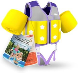 AEOCOO Kids Pool Floaties 1-2-3-5-7-9 Years Old, Toddler Swim Vest 20-30-50-70 Pounds, Comfortable Extended Wear Kids Float Jacket with Crotch Strap, Bright Design and Unpadded Sides, Purple