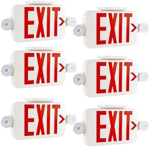 Gruenlich LED Exit Sign Combo with Emergency Lights, Adjustable Heads, Battery Backup, UL 924 Qualified, AC 120-277V, Commercial Emergency Exit Light for Business- 6 Pack