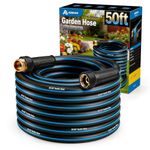 Heavy Duty Rubber Garden Hose 5/8" x 50FT, Non-Expandable Kink-Free Water Hose with Leak-Proof 3/4" Fittings for Yard Lawn and Car Wash