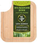 RV/Marine Sink Cutting Board (Bamboo),14.5" x 12.5 RV Sink Cover with Adjustable Rubber Feet,Increase Work Space, Fit for Most RV&Boat Sinks,Built-In Juice Groove, and Corner Cut for Scraps