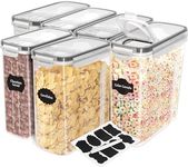 KICHLY Cereal Storage Container (Set of 6) – BPA Free Plastic – Airtight Kitchen Storage Containers -Dry Food Storage – Cereal Dispenser for Kitchen & Pantry