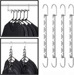 PELLUM 10.5 Inch Closet Space Saving Hangers Metal Wardrobe Clothing Magic Hangers Oragnizer Closet Clothes Organizer Heavy Chrome Hangers (4 Pack)