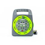 STATUS 4 Socket Cable Reel | 15m Green Extension Lead | 13A with Thermal Cut Out | Heavy Duty Outdoor Extension Lead | S15M13ACR4