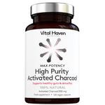 High Purity Activated Charcoal Capsules 2100mg - 120 Capsules - Max Potency - Vegan - Gut and Digestion Supplement - Premium Ingredients - Made in The UK by Vital Haven